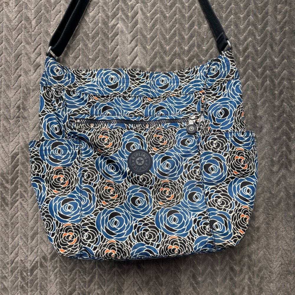 Kipling Crossbody Bag Medium Blue Floral Rose Good Nylon HB7313 (2152)